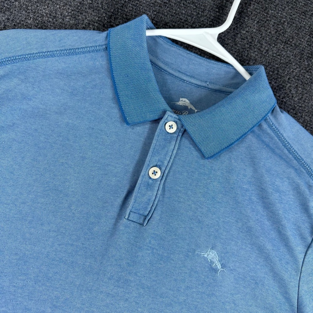Tommy Bahama Polo Shirt Mens M Medium Blue Short Sleeve Marl Embroidered Logo